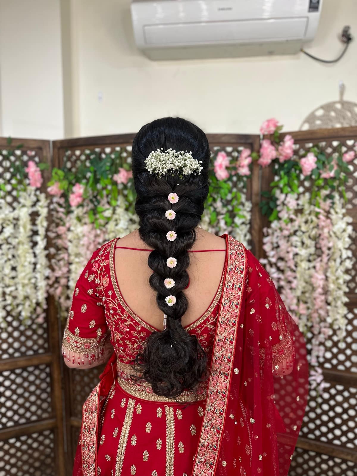 Baby's Breath & Daisy Festive Braid — bridal makeup by Makeovers by Bhuvita, Chandigarh