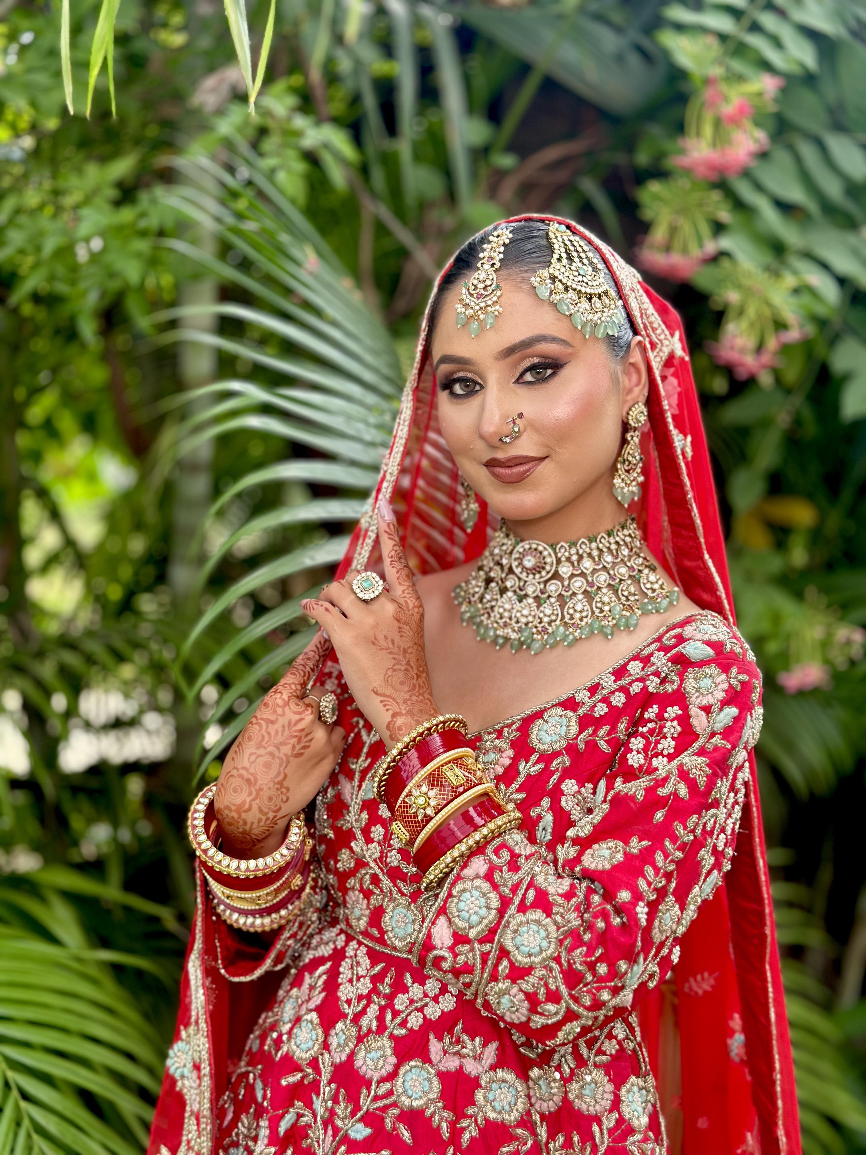Garden Daylight Bridal Glam & Kundan Choker — bridal makeup by Makeovers by Bhuvita, Chandigarh
