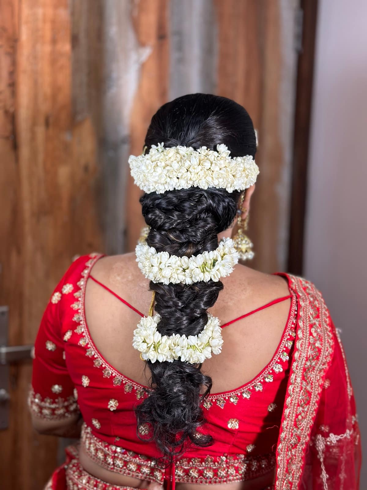Traditional Jasmine Gajra Braid & Royal Bridal Styling — bridal makeup by Makeovers by Bhuvita, Chandigarh