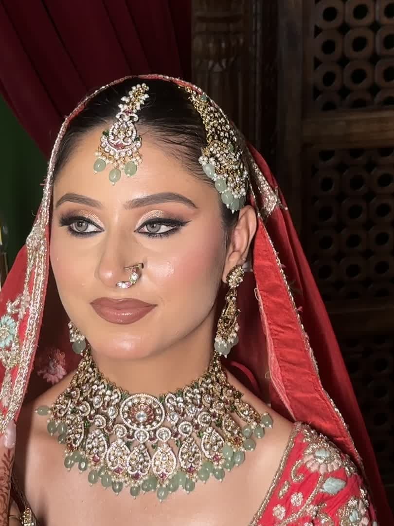 Signature Royal Bridal Glam & Kundan Jewellery Setting — bridal makeup by Makeovers by Bhuvita, Chandigarh