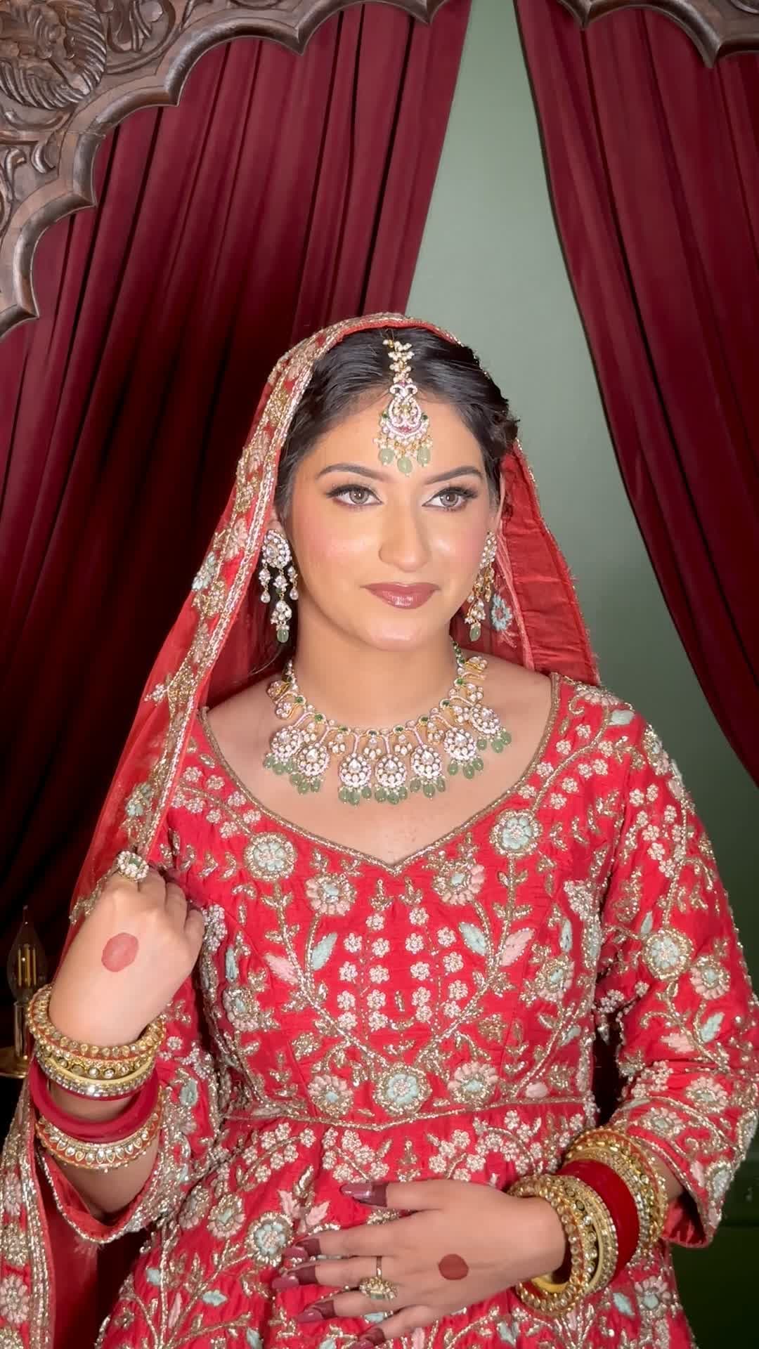 Royal Arch & Velvet Drapery Bridal Elegance — bridal makeup by Makeovers by Bhuvita, Chandigarh